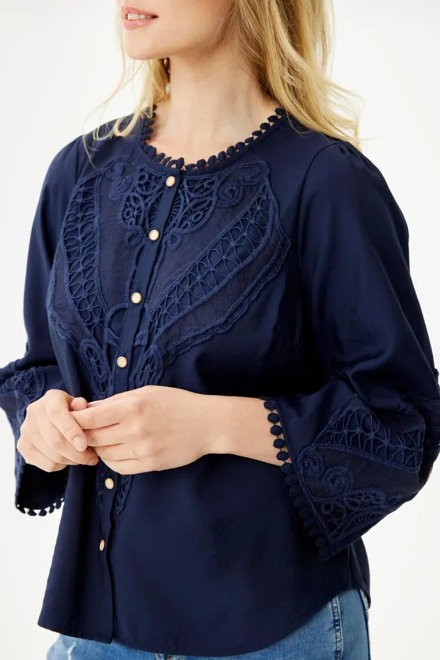 IN FRONT BLOUSES SHIRTS Women MIS SHIRT 16322 591 Navy 591