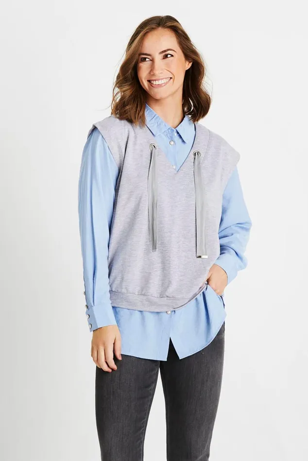IN FRONT BLOUSES SHIRTS Women SALSA VEST 14614 901 Grey Melange