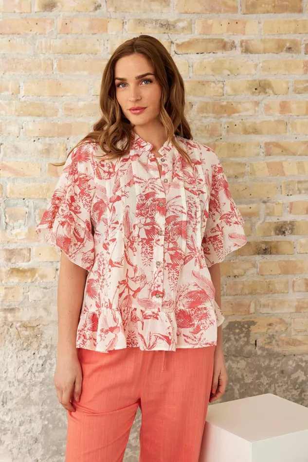 IN FRONT BLOUSES SHIRTS Women SOPHIA BLOUSE 16199 420 Coral 420