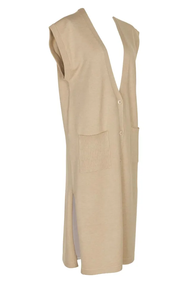 IN FRONT CARDIGANS KNITS Women CAMILLE LONG KNIT VEST 14651 190 Nature 190