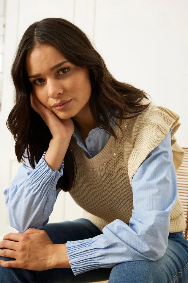 IN FRONT CARDIGANS KNITS Women EVA KNIT VEST 16022 190 Nature 190