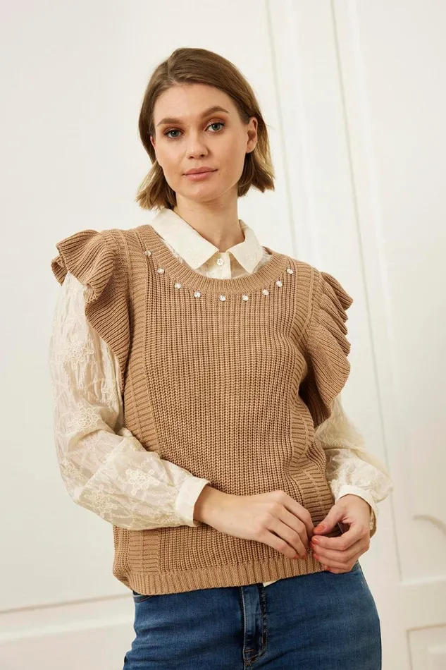 IN FRONT CARDIGANS KNITS Women EVA KNIT VEST 16022 191 Sand 191