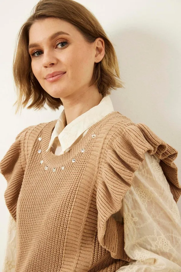 IN FRONT CARDIGANS KNITS Women EVA KNIT VEST 16022 191 Sand 191