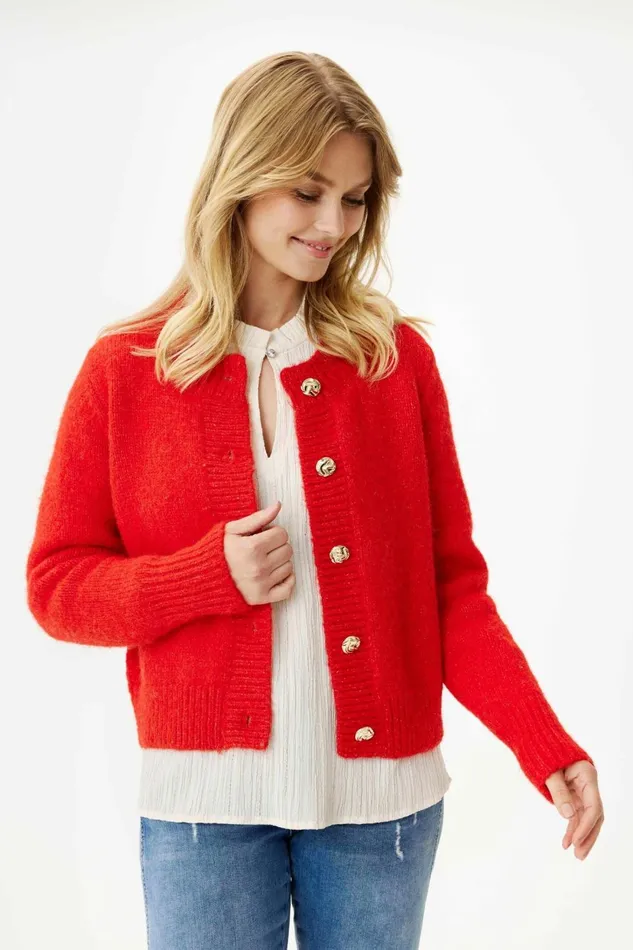 IN FRONT CARDIGANS KNITS Women LOUISA CARDIGAN 16305 409 Red 409
