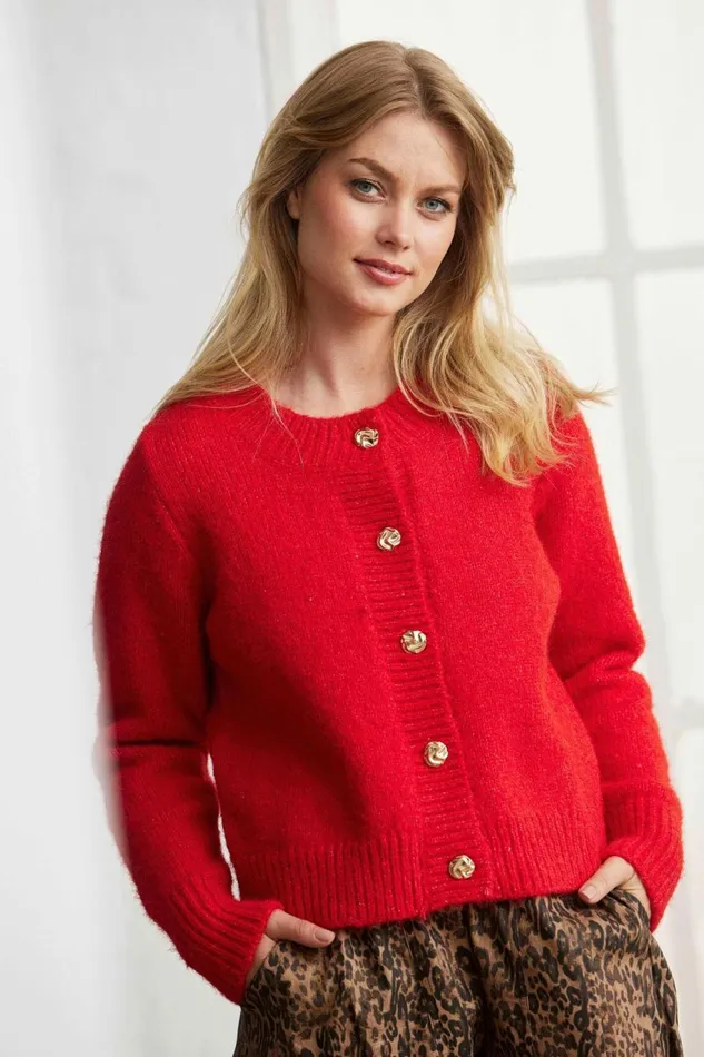 IN FRONT CARDIGANS KNITS Women LOUISA CARDIGAN 16305 409 Red 409