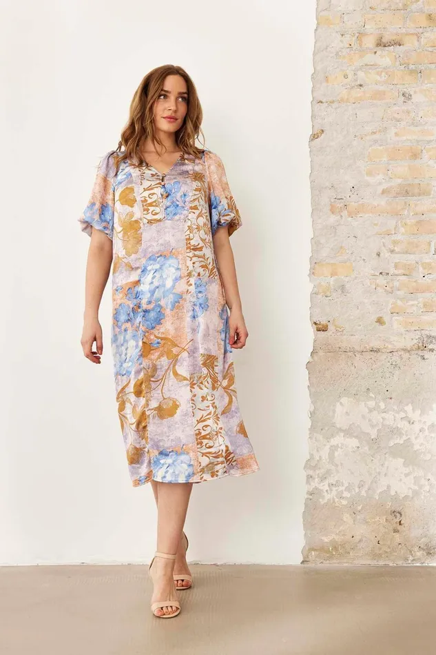 IN FRONT DRESSES Women DANA DRESS 16202 516 Multi Blue 516