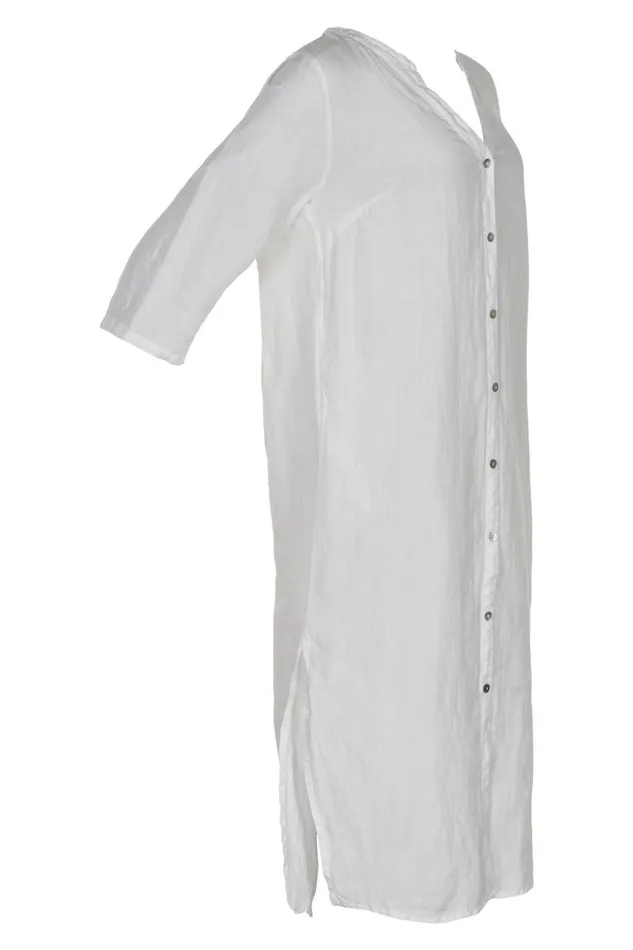 IN FRONT DRESSES Women LINO LONG SHIRT DRESS 15046 010 White 010