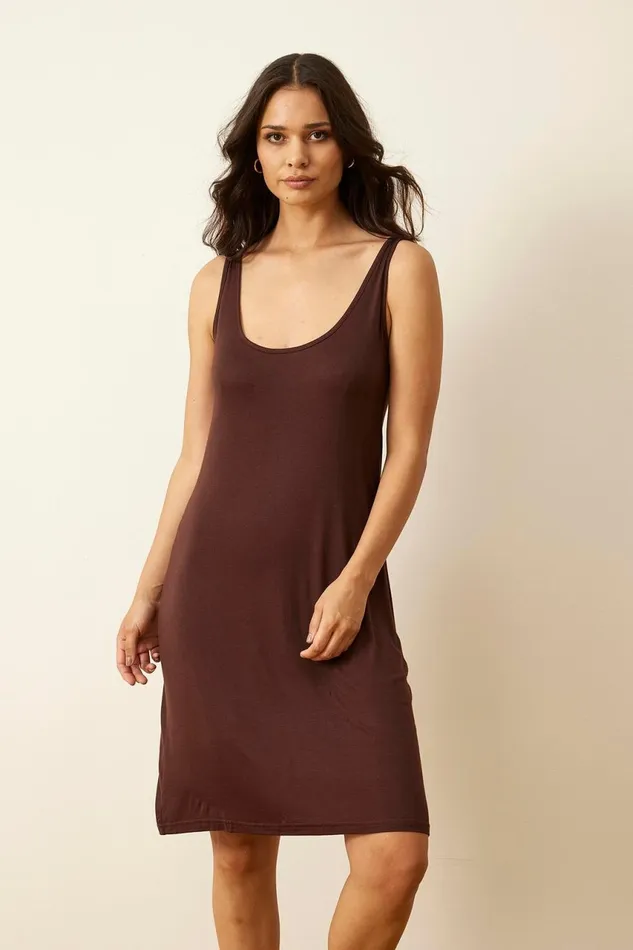 IN FRONT DRESSES Women SLIP TANK DRESS 16015 801 Brown 801