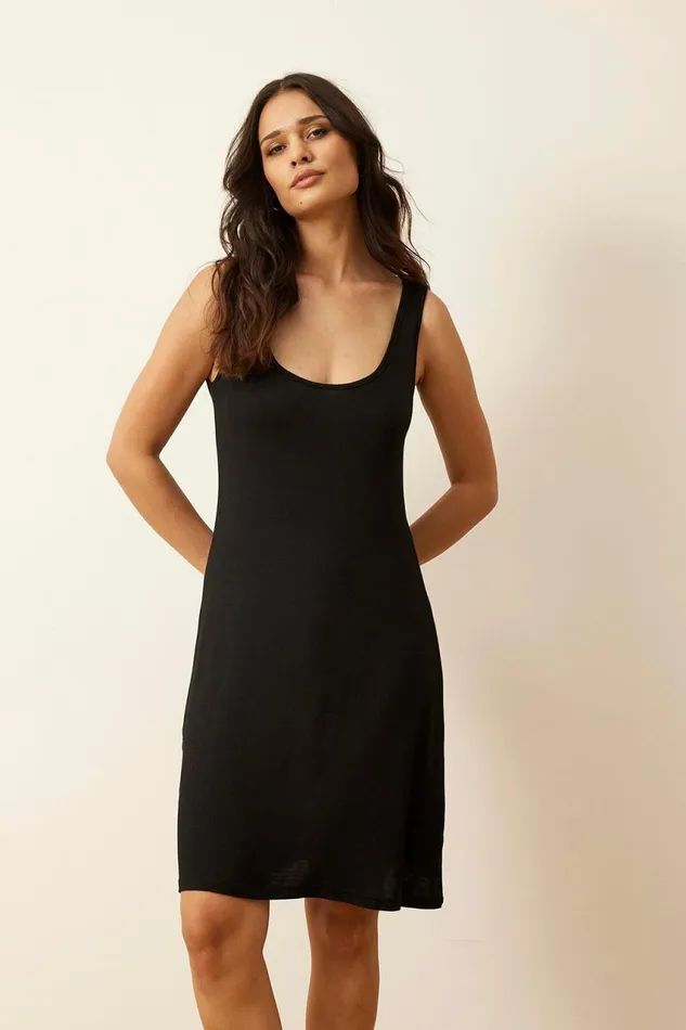 IN FRONT DRESSES Women SLIP TANK DRESS 16015 999 Black 999