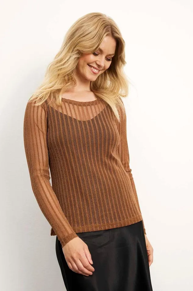 IN FRONT TOPS TSHIRTS Women GIANA MESH BLOUSE 15408 810 Cognac 810