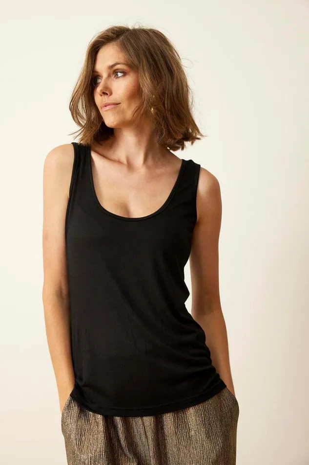 IN FRONT TOPS TSHIRTS Women SLIP TANK TOP 16016 999 Black 999