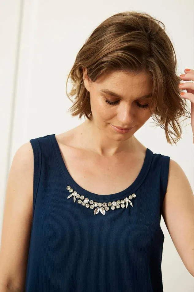 IN FRONT TOPS TSHIRTS Women SOLA TOP 16039 591 Navy 591
