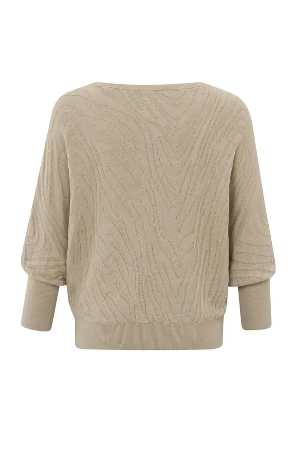 Jacquard Sweater With Boatneck And Threequarter Sleeves Humus Beige Women YAYA Sweaters Jacquard Sweater With Boatneck And Threequarter Sleeves Humus Beige Women YAYA Sweaters