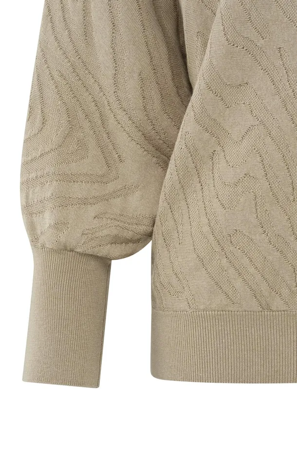Jacquard Sweater With Boatneck And Threequarter Sleeves Humus Beige Women YAYA Sweaters Jacquard Sweater With Boatneck And Threequarter Sleeves Humus Beige Women YAYA Sweaters