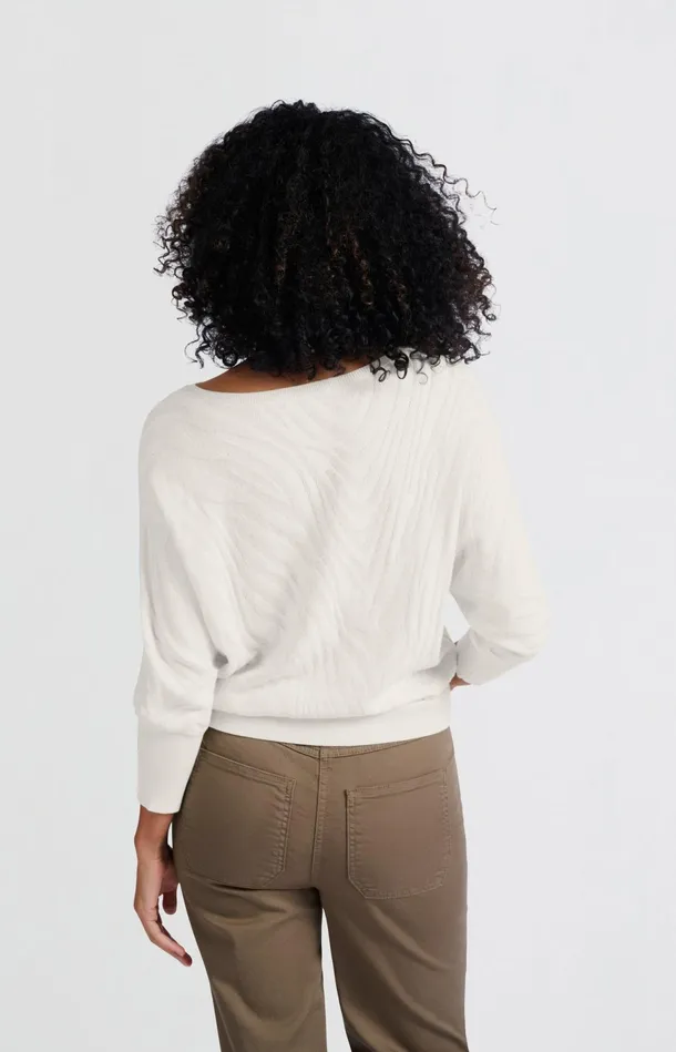 Jacquard Sweater With Boatneck And Threequarter Sleeves Off White Women YAYA Sweaters Jacquard Sweater With Boatneck And Threequarter Sleeves Off White Women YAYA Sweaters