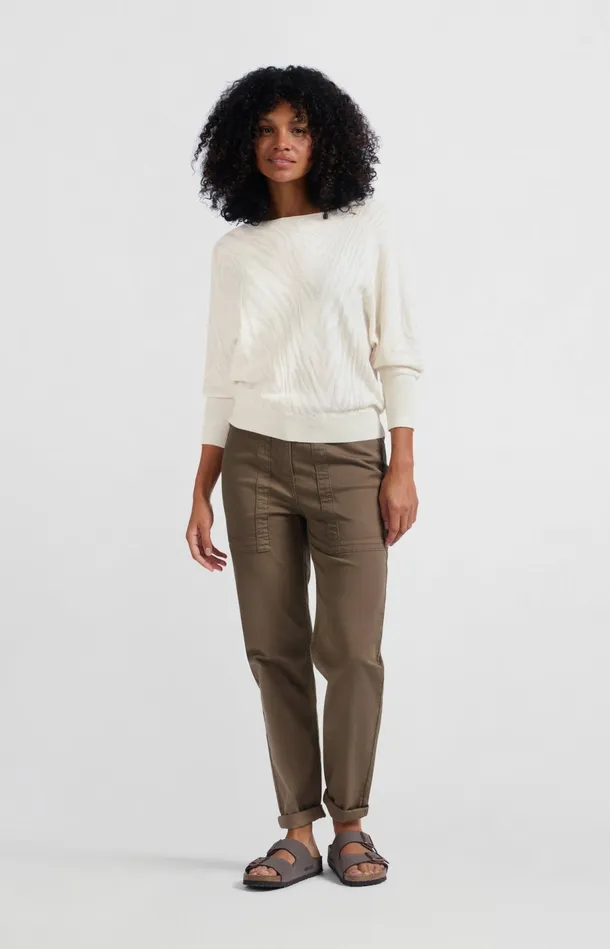 Jacquard Sweater With Boatneck And Threequarter Sleeves Off White Women YAYA Sweaters Jacquard Sweater With Boatneck And Threequarter Sleeves Off White Women YAYA Sweaters