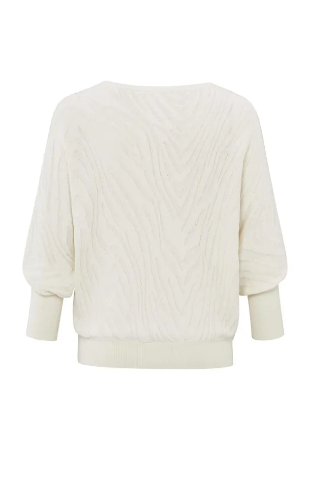 Jacquard Sweater With Boatneck And Threequarter Sleeves Off White Women YAYA Sweaters Jacquard Sweater With Boatneck And Threequarter Sleeves Off White Women YAYA Sweaters