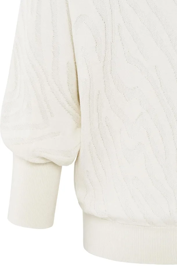 Jacquard Sweater With Boatneck And Threequarter Sleeves Off White Women YAYA Sweaters Jacquard Sweater With Boatneck And Threequarter Sleeves Off White Women YAYA Sweaters