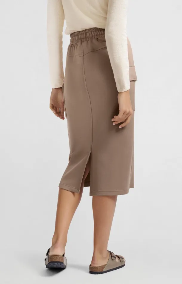 Jersey Midi Cargo Skirt With Elastic Waistband Caribou Brown Women YAYA Skirts Jersey Midi Cargo Skirt With Elastic Waistband Caribou Brown Women YAYA Skirts