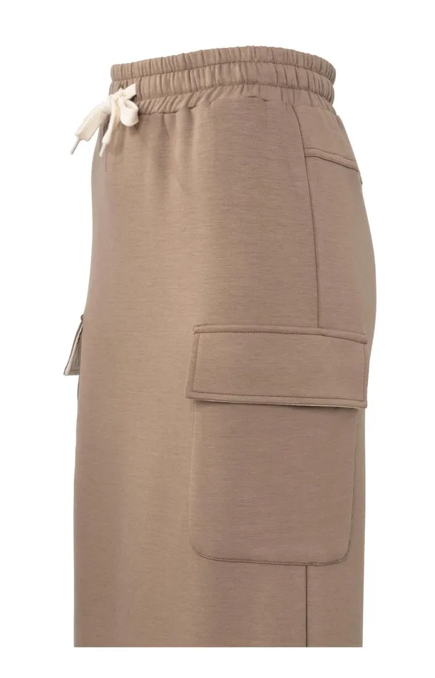 Jersey Midi Cargo Skirt With Elastic Waistband Caribou Brown Women YAYA Skirts Jersey Midi Cargo Skirt With Elastic Waistband Caribou Brown Women YAYA Skirts
