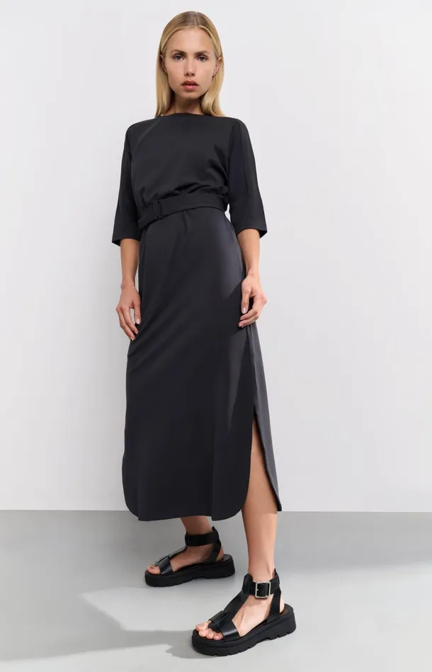 Jersey Midi Dress With Belt And Regular Fit Phantom Women YAYA Dresses