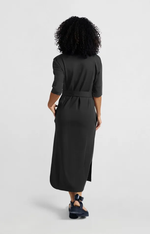 Jersey Midi Dress With Belt And Regular Fit Phantom Women YAYA Dresses Jersey Midi Dress With Belt And Regular Fit Phantom Women YAYA Dresses