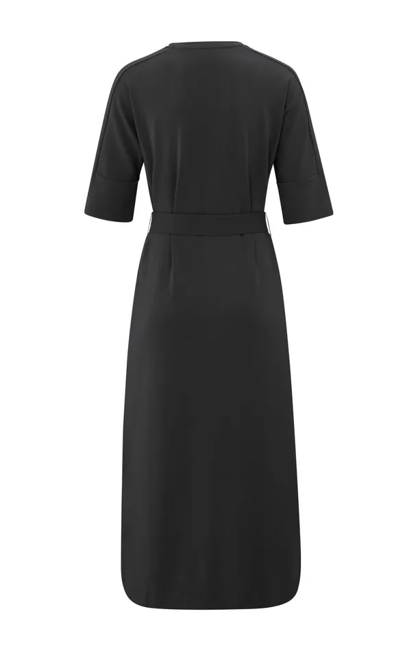 Jersey Midi Dress With Belt And Regular Fit Phantom Women YAYA Dresses Jersey Midi Dress With Belt And Regular Fit Phantom Women YAYA Dresses
