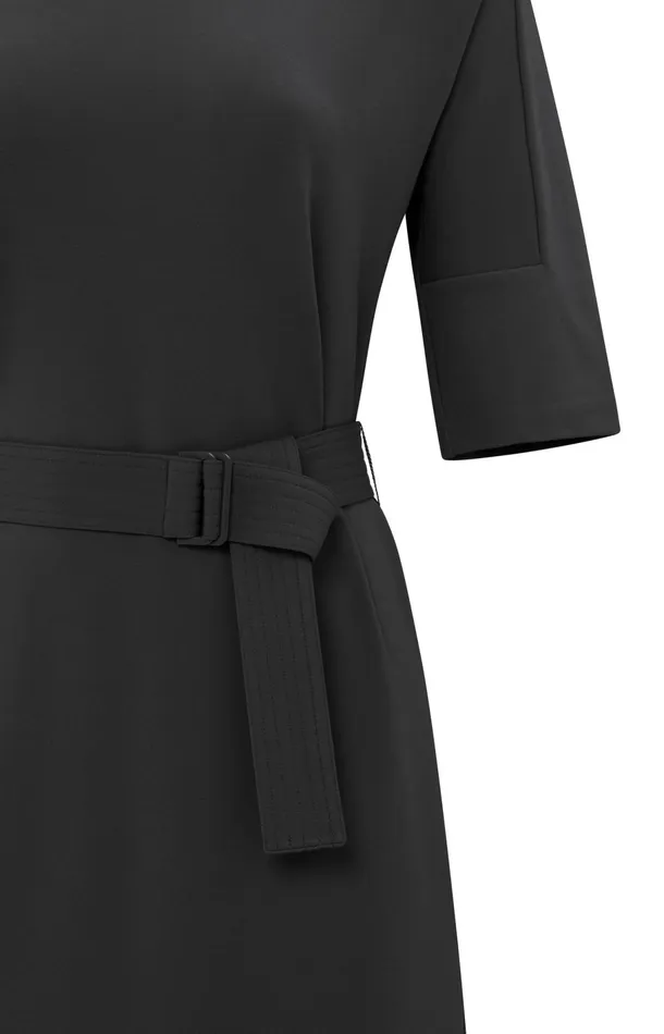 Jersey Midi Dress With Belt And Regular Fit Phantom Women YAYA Dresses Jersey Midi Dress With Belt And Regular Fit Phantom Women YAYA Dresses