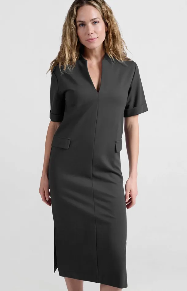 Jersey Midi Dress With Pocket Details Phantom Women YAYA Dresses Jersey Midi Dress With Pocket Details Phantom Women YAYA Dresses