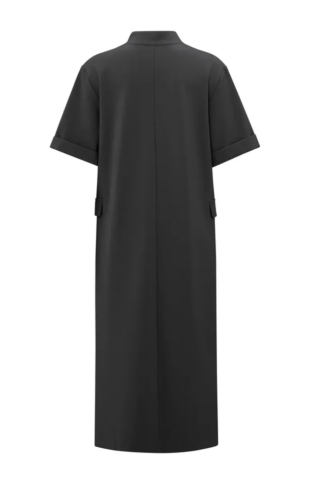 Jersey Midi Dress With Pocket Details Phantom Women YAYA Dresses Jersey Midi Dress With Pocket Details Phantom Women YAYA Dresses