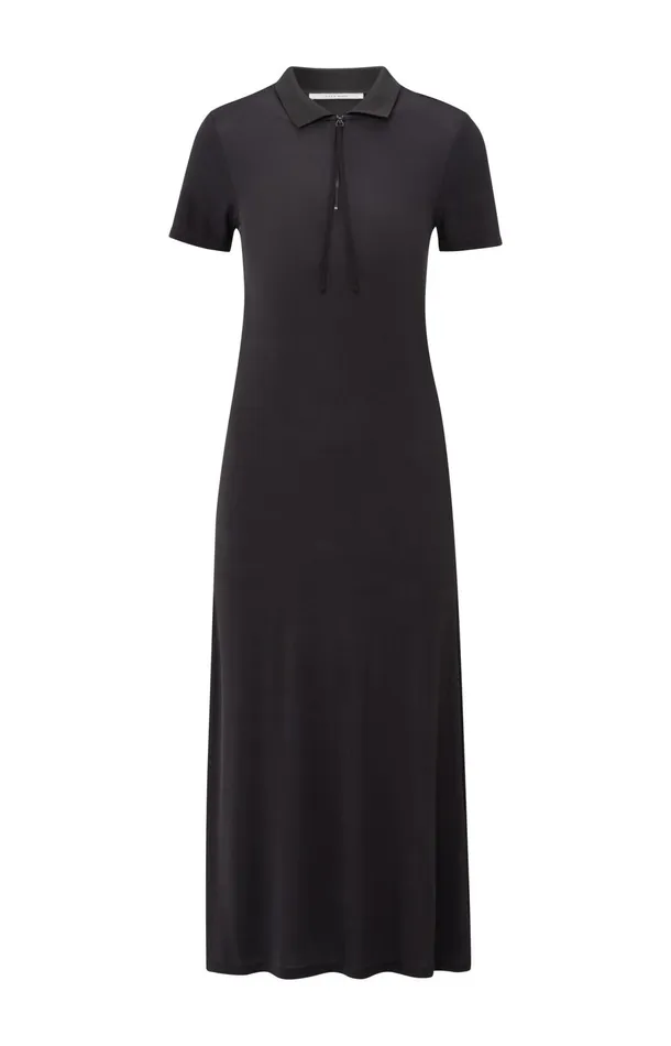 Jersey Midi Dress With Polo Collar And Zipper Phantom Women YAYA Dresses Jersey Midi Dress With Polo Collar And Zipper Phantom Women YAYA Dresses