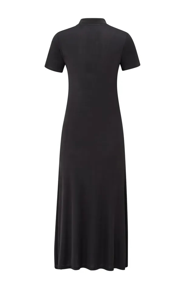 Jersey Midi Dress With Polo Collar And Zipper Phantom Women YAYA Dresses Jersey Midi Dress With Polo Collar And Zipper Phantom Women YAYA Dresses