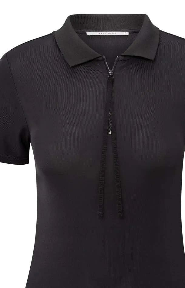 Jersey Midi Dress With Polo Collar And Zipper Phantom Women YAYA Dresses Jersey Midi Dress With Polo Collar And Zipper Phantom Women YAYA Dresses