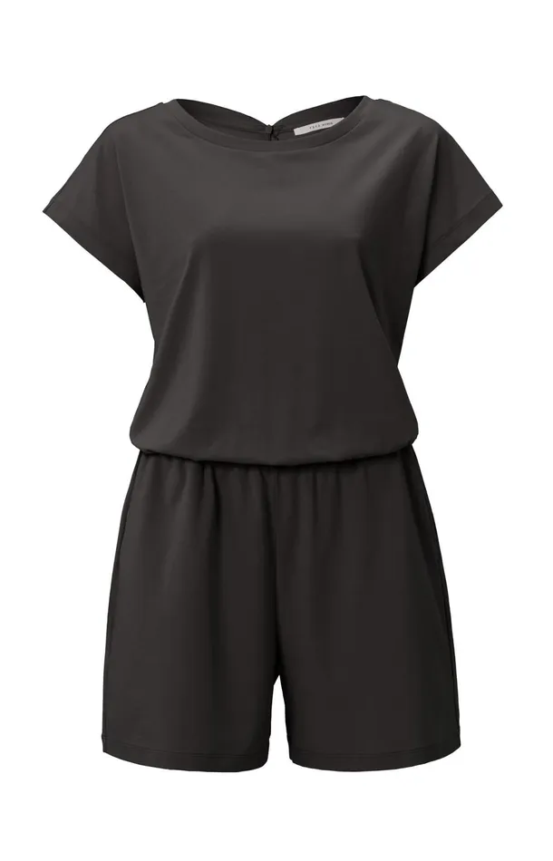 Jersey Playsuit With Batwing Sleeves And Pockets Licorice Black Women YAYA Jumpsuits Jersey Playsuit With Batwing Sleeves And Pockets Licorice Black Women YAYA Jumpsuits