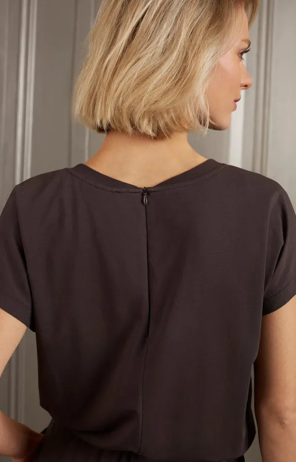 Jersey Playsuit With Batwing Sleeves And Pockets Licorice Black Women YAYA Jumpsuits Jersey Playsuit With Batwing Sleeves And Pockets Licorice Black Women YAYA Jumpsuits