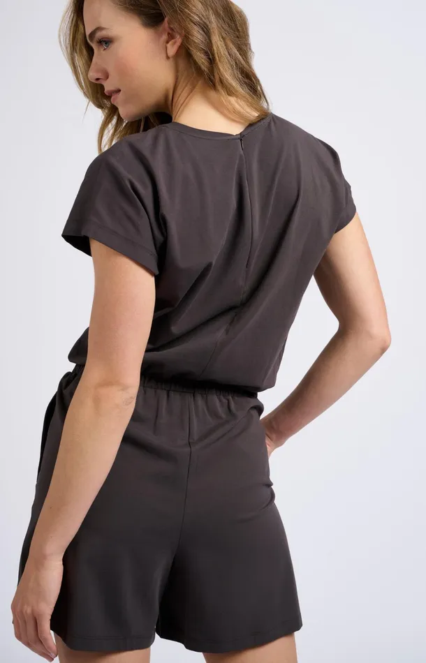 Jersey Playsuit With Batwing Sleeves And Pockets Licorice Black Women YAYA Jumpsuits Jersey Playsuit With Batwing Sleeves And Pockets Licorice Black Women YAYA Jumpsuits