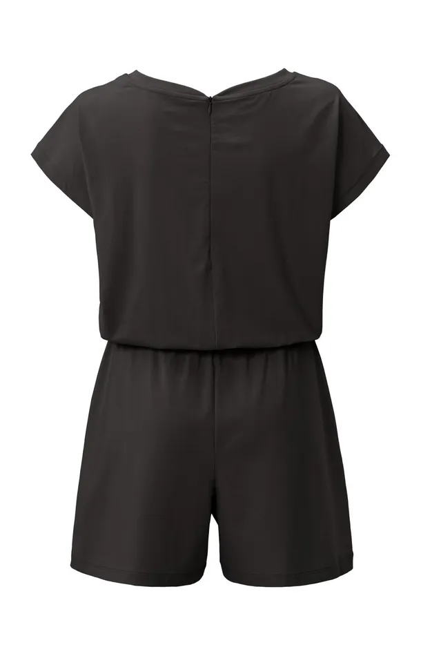 Jersey Playsuit With Batwing Sleeves And Pockets Licorice Black Women YAYA Jumpsuits Jersey Playsuit With Batwing Sleeves And Pockets Licorice Black Women YAYA Jumpsuits