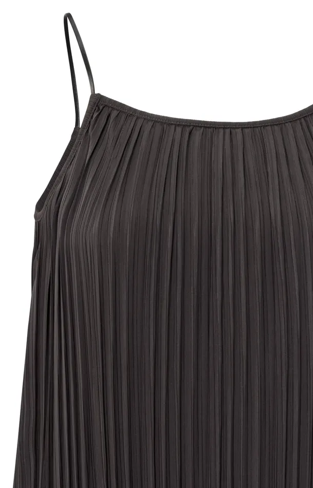 Jersey Plisse Dress With Thin Straps In Flowy Fit Licorice Black Women YAYA Dresses Jersey Plisse Dress With Thin Straps In Flowy Fit Licorice Black Women YAYA Dresses