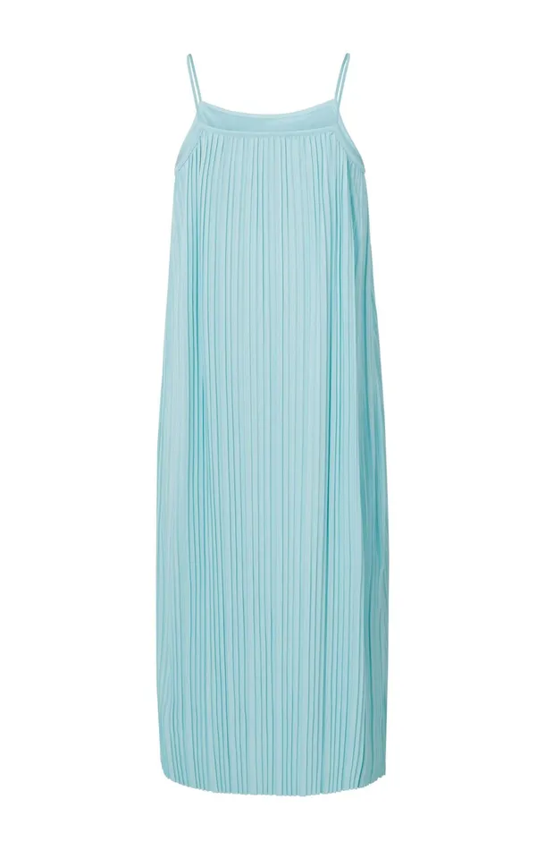 Jersey Plisse Dress With Thin Straps In Flowy Fit Sea Angel Blue Women YAYA Dresses Jersey Plisse Dress With Thin Straps In Flowy Fit Sea Angel Blue Women YAYA Dresses