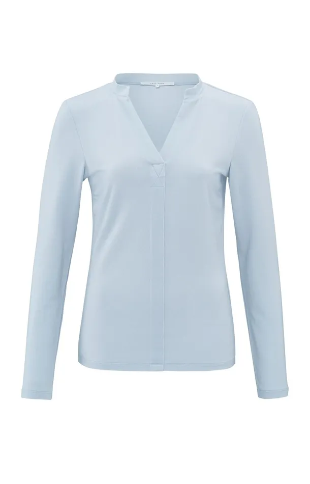 Jersey Top With Long Sleeves And Vneck Gray Dawn Blue Women YAYA Tops Jersey Top With Long Sleeves And Vneck Gray Dawn Blue Women YAYA Tops
