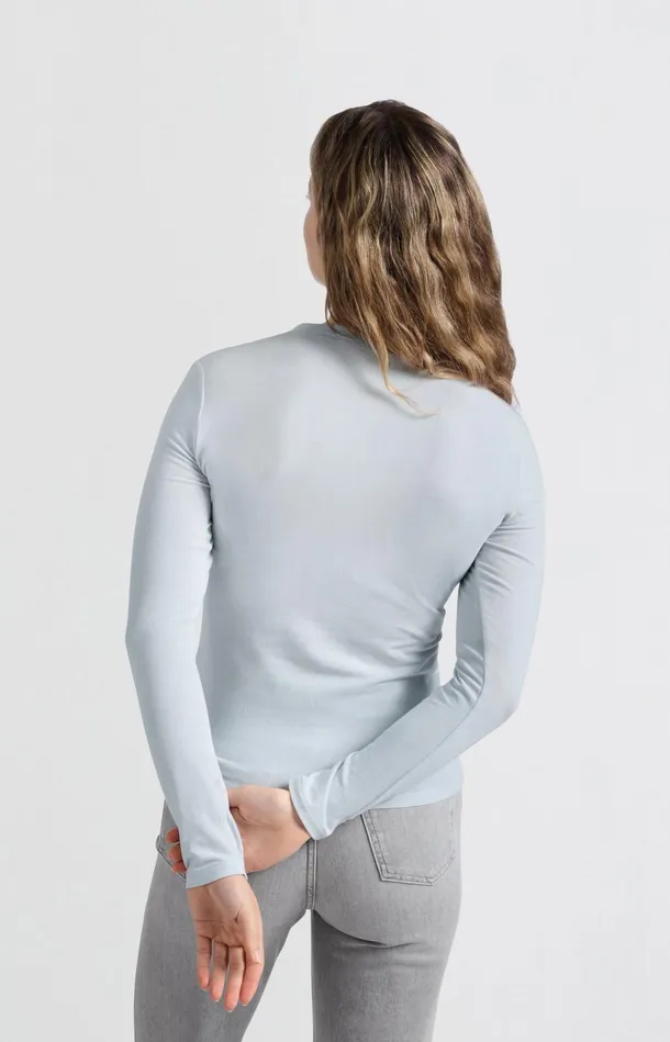 Jersey Top With Long Sleeves And Vneck Gray Dawn Blue Women YAYA Tops Jersey Top With Long Sleeves And Vneck Gray Dawn Blue Women YAYA Tops