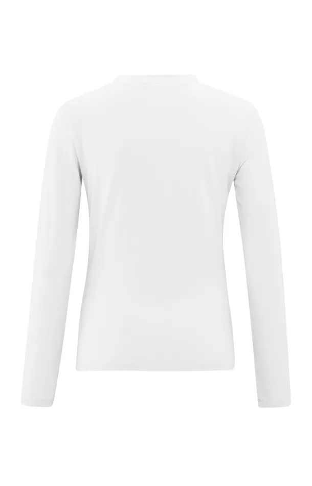Jersey Top With Long Sleeves And Vneck Pure White Women YAYA Tops Jersey Top With Long Sleeves And Vneck Pure White Women YAYA Tops