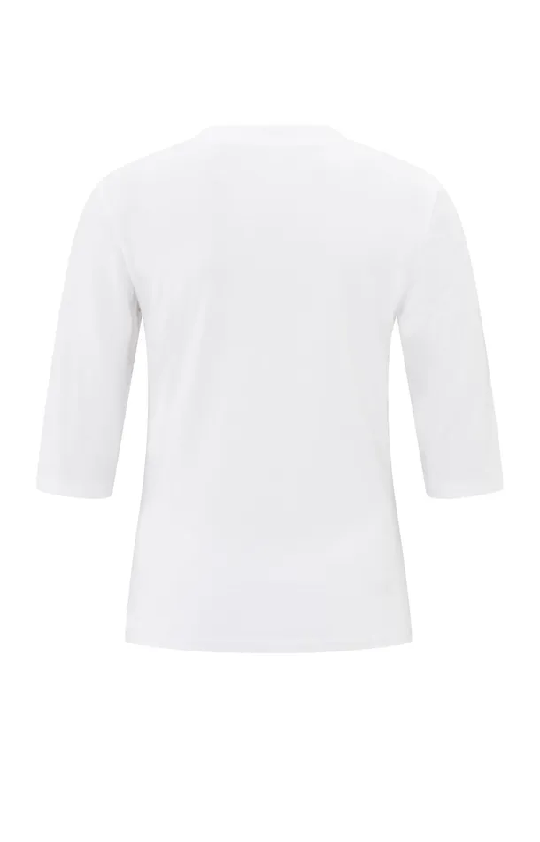 Jersey Top With Vneck And Threequarter Sleeves Pure White Women YAYA Tops Jersey Top With Vneck And Threequarter Sleeves Pure White Women YAYA Tops