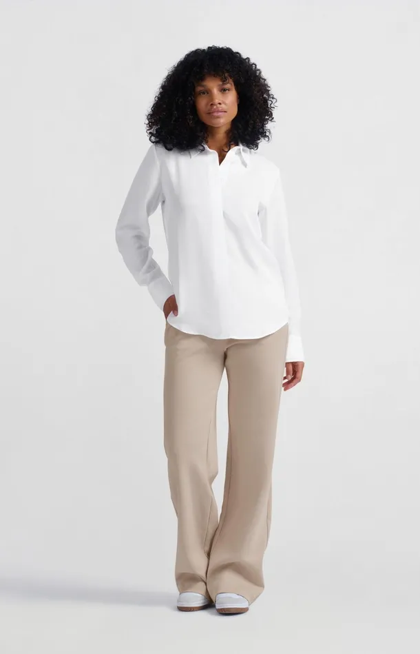 Jersey Trousers With Wide Legs And Contrasting Waistband Feather Women YAYA Trousers Jersey Trousers With Wide Legs And Contrasting Waistband Feather Women YAYA Trousers