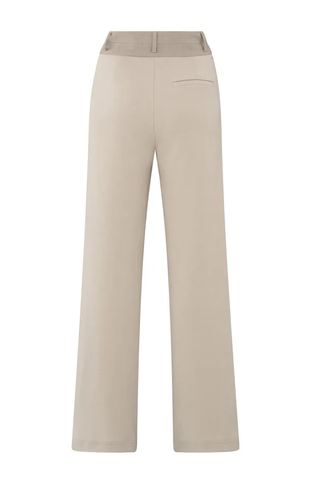 Jersey Trousers With Wide Legs And Contrasting Waistband Feather Women YAYA Trousers Jersey Trousers With Wide Legs And Contrasting Waistband Feather Women YAYA Trousers