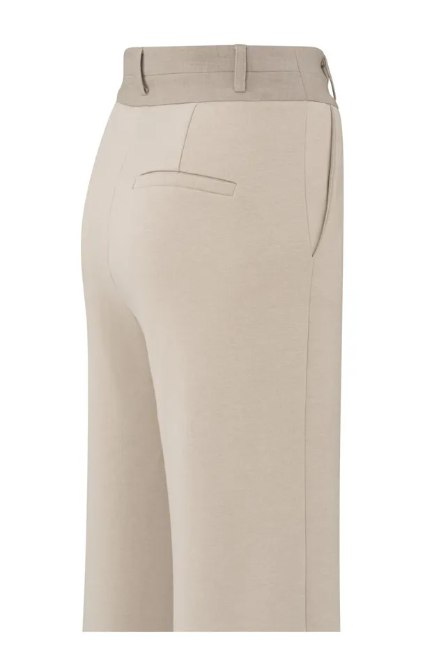 Jersey Trousers With Wide Legs And Contrasting Waistband Feather Women YAYA Trousers Jersey Trousers With Wide Legs And Contrasting Waistband Feather Women YAYA Trousers