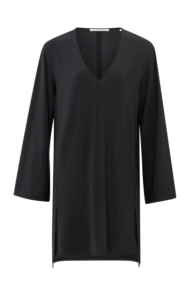 Jersey Vneck Dress With Flared Skirt Black Women YAYA Dresses Jersey Vneck Dress With Flared Skirt Black Women YAYA Dresses