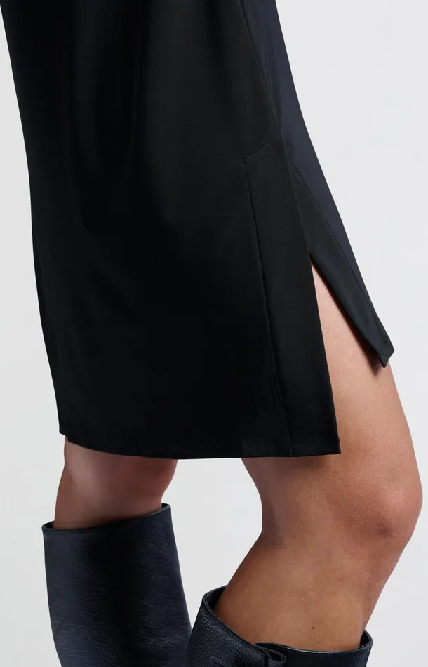 Jersey Vneck Dress With Flared Skirt Black Women YAYA Dresses Jersey Vneck Dress With Flared Skirt Black Women YAYA Dresses