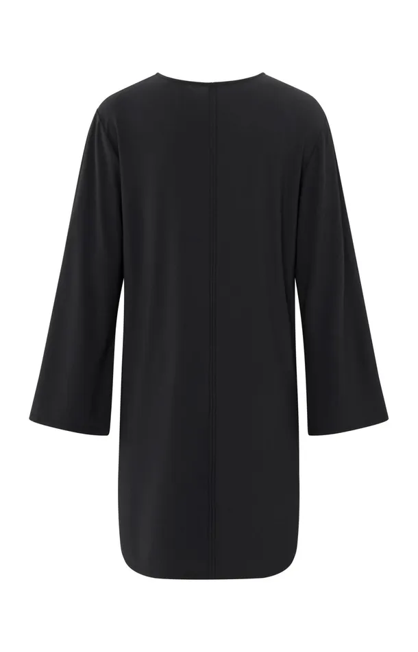 Jersey Vneck Dress With Flared Skirt Black Women YAYA Dresses Jersey Vneck Dress With Flared Skirt Black Women YAYA Dresses