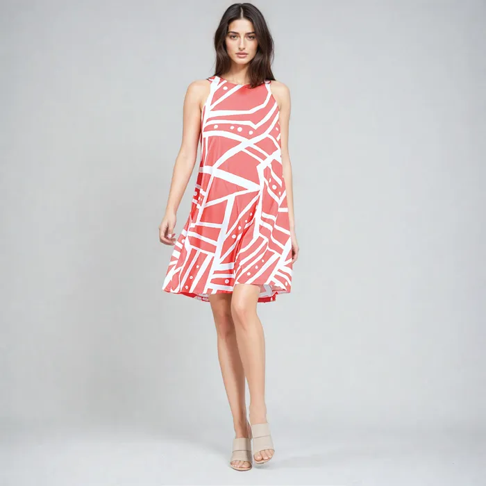 Jewel Neck Swing Dress 8211 StripesDots 8211 Final Sale Women Clara Sunwoo Dresses Jumpsuits